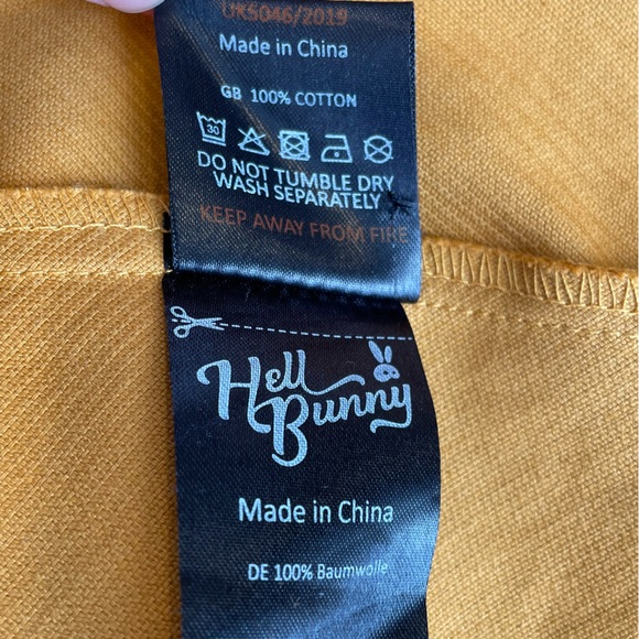 Hell Bunny Corduroy Mini Skirt Size XS Mustard Yellow High Waist 100% Cotton - Picture 9 of 11